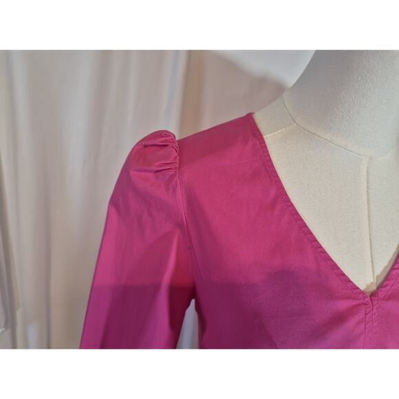 Pomander Place Tuckernuck Easton Blouse Top XS Hot Pink Cotton Blend - Picture 5 of 11